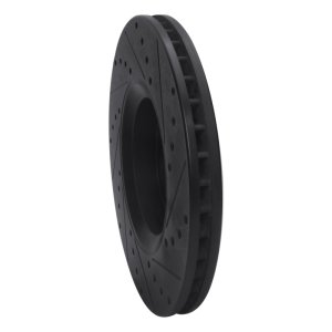 Cadillac BLS Brake Rotor (1) - Front Left - R1 Concepts - Drilled & Slotted - Black - `03-`11